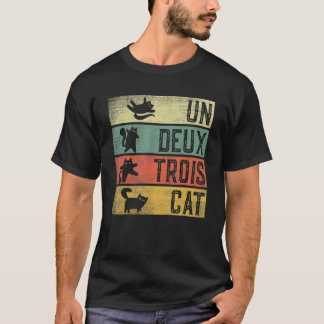 T-shirt Chat noir Un Deux Trois Cat Français 1