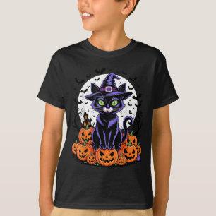 T-shirt Chat noir vintage Halloween Citrouilles effrayante
