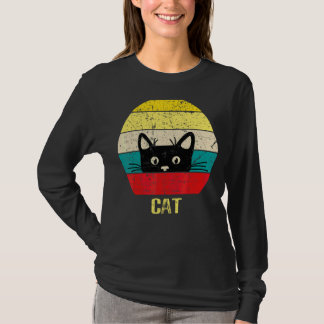 T-shirt Chat noir vintage Peeking Retro Fee Top Chat