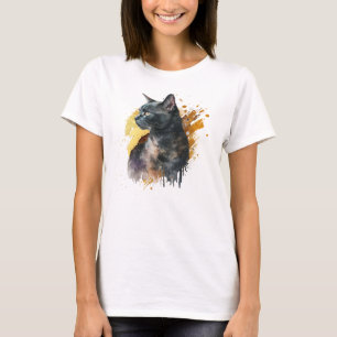 T-shirt Chat noir Watercolor