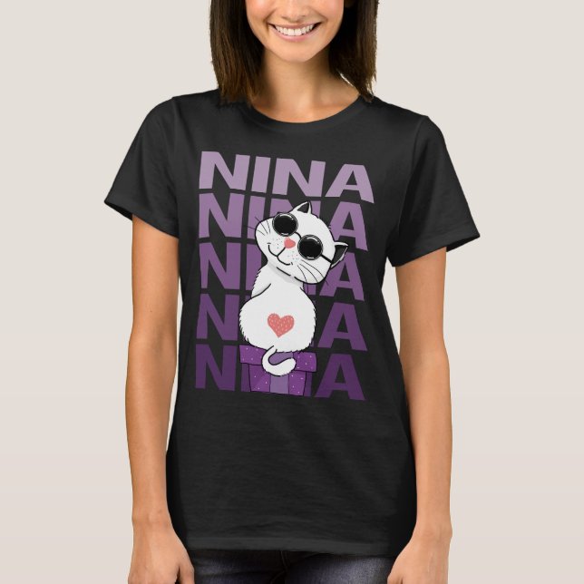 T-shirt Chat - Nom de la Nina (Devant)