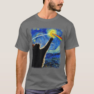 T-shirt Chat Nuit Étoilée Van Gogh Cadeaux Chat Chat Amour
