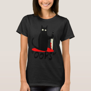 T-shirt Chat Oops Chat Noir Chat Meurtrier Chat Avec Coute