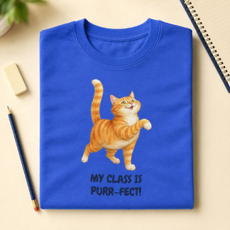 T-shirt Chat Orange Drôle Mon Cours Est Purr-fait Professe