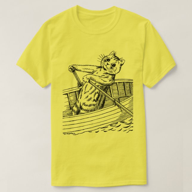 T-shirt Chat pagaie le bateau, Louis Wain (Design devant)