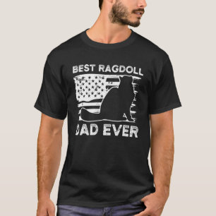 T-shirt Chat Papa Chaton Ragdoll Drapeau Américain Cadeau