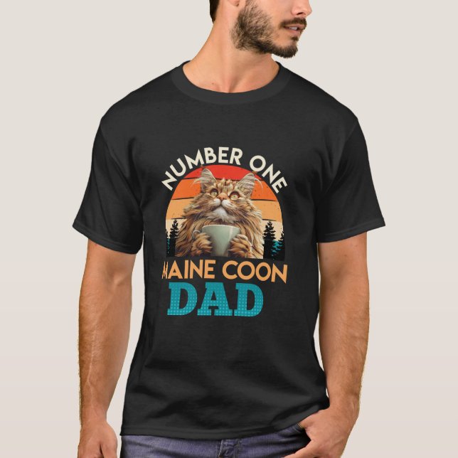 T-shirt Chat Papa Main Coon NUMÉRO UN MAINE COON DAD Main (Devant)
