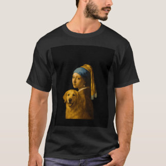 T-shirt Chat Parodie de La Jeune Fille à la perle