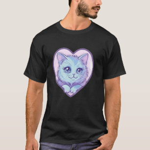 T-shirt Chat pastel avec coeur I Chat pour enfants