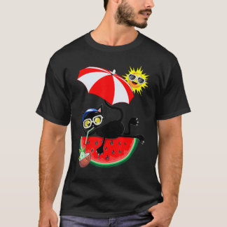 T-shirt Chat & Pastèque Juteuse Été Détente Garçons Filles