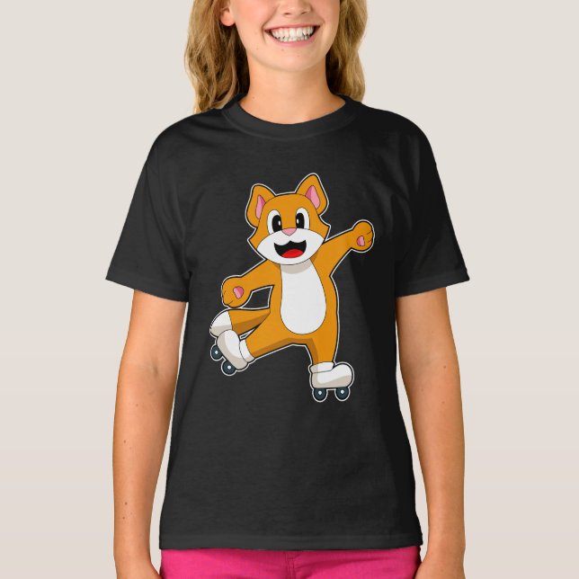 T-shirt Chat Patinage en ligne Patins à rouleaux (Devant)