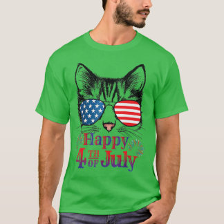 T-shirt Chat patriotique amusant Joyeux 4 juillet d'indépe