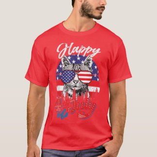 T-shirt Chat patriotique amusant Joyeux 4 juillet d'indépe