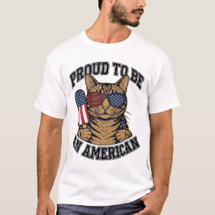 T-shirt Chat patriotique fier d'être américain vecteur vin