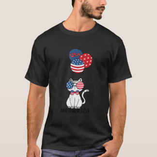 T-shirt Chat Patriotique Meowica 4 Juillet Chaton