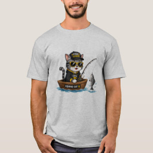 T-shirt Chat pêcheur amateur de poisson Chat mignon pêche