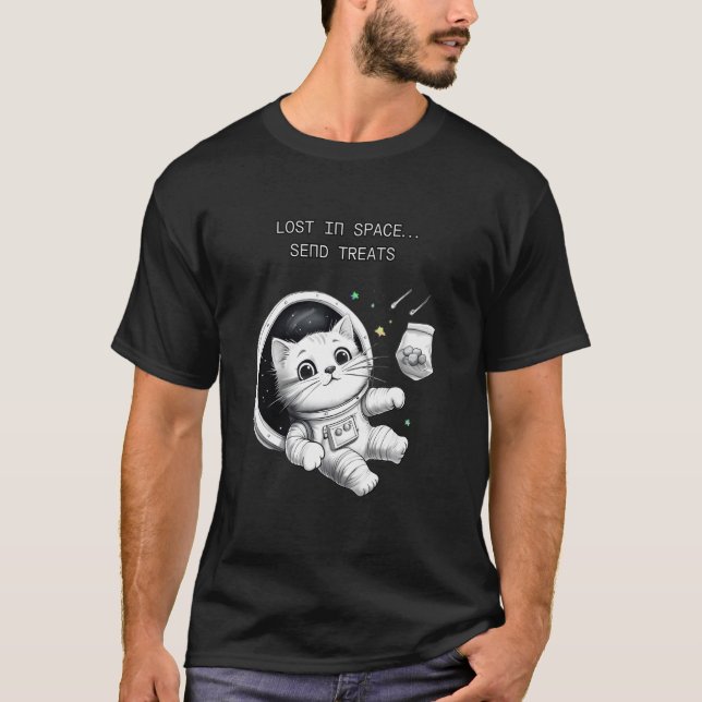 T-shirt Chat perdu dans l'espace (Devant)