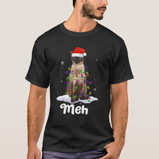 T-shirt Chat Père Noël illuminations de Noël Catmas Pajama (Devant)