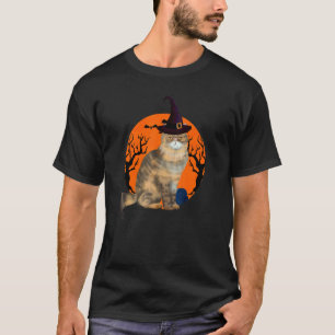 T-shirt Chat Persan Chapeau De Sorcière D'Halloween Mignon
