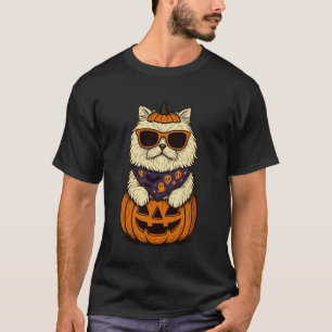 T-shirt Chat Persan Fantomatique Citrouille Halloween Amat
