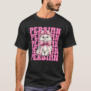 T-shirt Chat Persan Fille Mère de chat Rose Coquette Arc 1