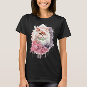 T-shirt Chat Persan Fleur de Cerisier Japonaise Sak Aquare