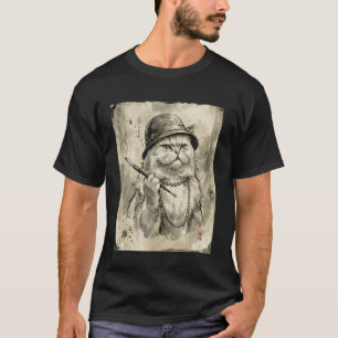 T-shirt Chat Persan Gangster de Style d'Encre Japonais en