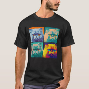 T-shirt Chat Persan Illustration Pop Animaux Colorés Homme