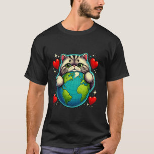 T-shirt Chat Persan Jour de la Terre Câlin Amour Propriéta