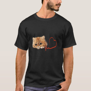 T-shirt Chat Persan Mon rythme cardiaque EKG Drôles de cha