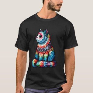 T-shirt Chat Petit Chat Signe De Paix Tie Dye Pour Garçons