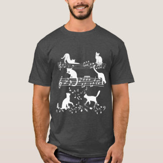 T-shirt Chat Piano Lover À Musique Mignonne Jouant Sur Not