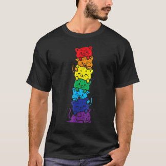 T-shirt Chat Pile Arc-en-ciel Fierté Gay Mignon Lgbt Anima