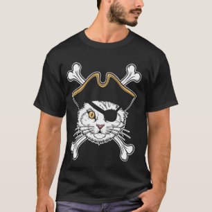 T-shirt Chat pirate avec os croisés amateur d'animaux amus