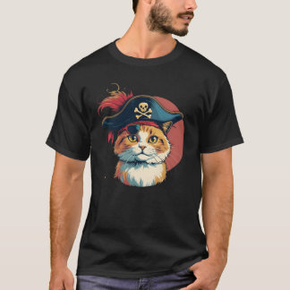 T-shirt Chat PIRATE Fantaisiste Vole la vedette vintage