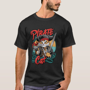 T-shirt Chat Pirate Halloween Chat Jolly Roger Drôle Chat
