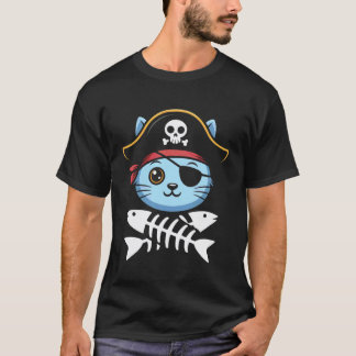 T-shirt Chat Pirate Squelette Corsaire Bateau Capitaine
