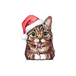 T-shirt Chat Pixellée mignonne Chat de Noël Chat de Noël