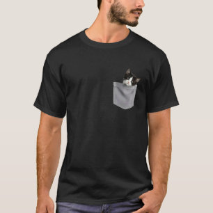 T-shirt Chat Pochettée Regardant Mignon Chat Dans La Poche