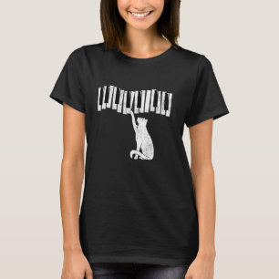 T-shirt Chat pointant sur le piano Chat jouant du piano An