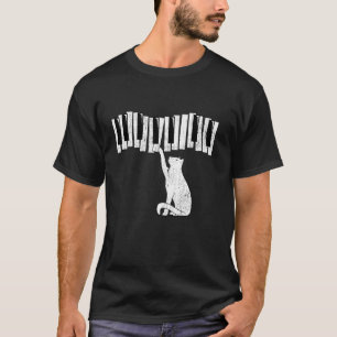 T-shirt Chat pointant sur le piano Chat jouant du piano An