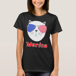 T-shirt Chat portant des lunettes de soleil Merica 4 juill