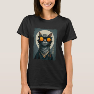 T-shirt Chat portant kimono Art japonais Kanji Chat japona
