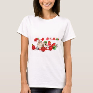 T-shirt Chat portant un chapeau de Père Noël rouge Ornemen