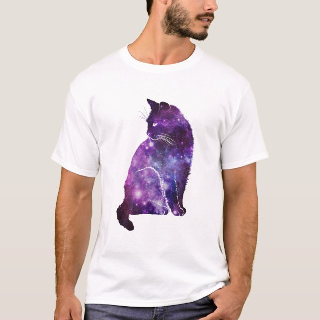 T-shirt Chat pourpre de nébuleuse de l'espace (Devant)