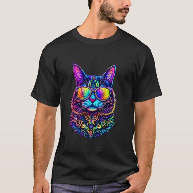 T-shirt Chat Psychedelique (Devant)