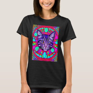 T-shirt Chat Psychedelique Minou Chat Chaton Dans Le Style