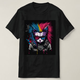 T-shirt Chat punk coloré