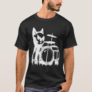 T-shirt Chat Punk Jouant de la Batterie 3