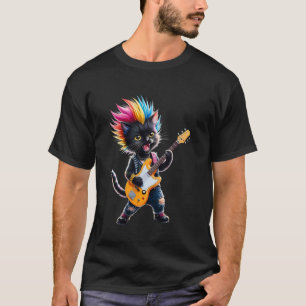 T-shirt Chat Punk Mignon, Chat Guitar Rock'n Roll, Groupe
